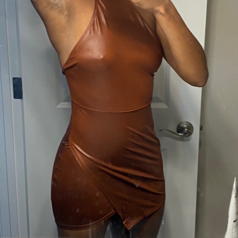 Auburn Colored halter mini dress